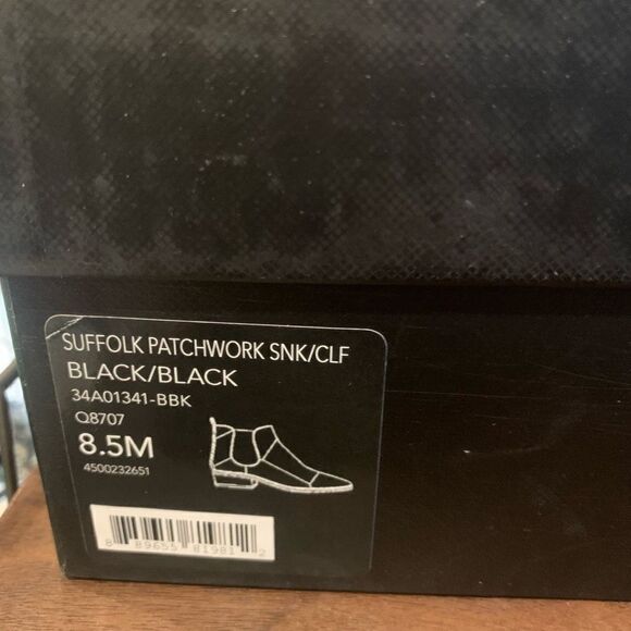 Coach Suffolk Patchwork Black Leather Chelsea Croc Snakeskin Booties  8.5M New - Picture 11 of 11